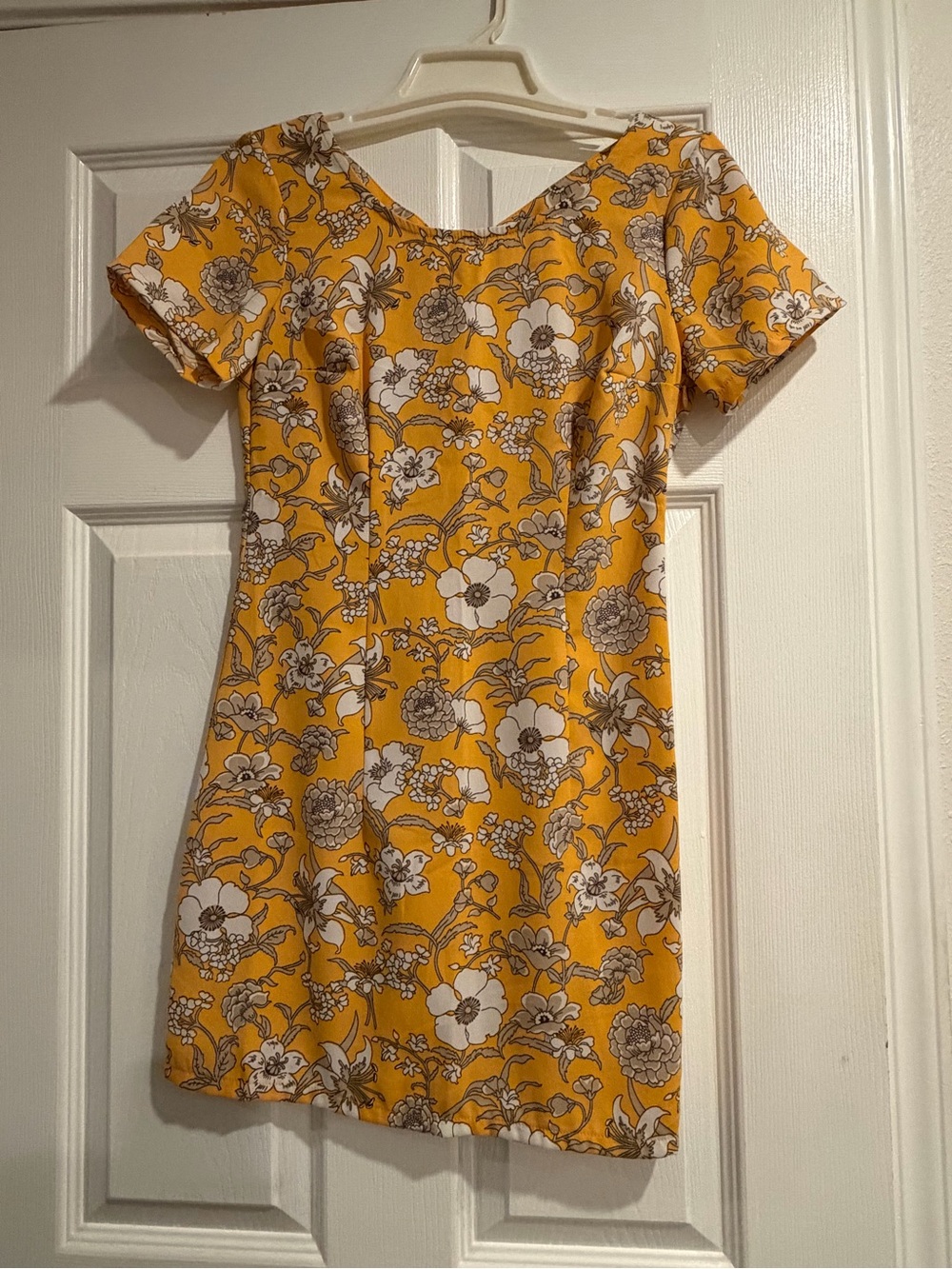 Yellow Floral Short-Sleeve Dress
